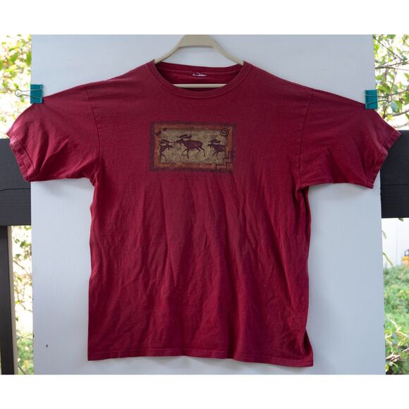 Vintage Yellowstone National Park T Shirt Men's Medium Red Maroon Moose Size 2XL - Picture 1 of 5